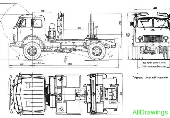 МАЗ-509 Автомобиль-лесовоз чертежи (рисунки) грузовика